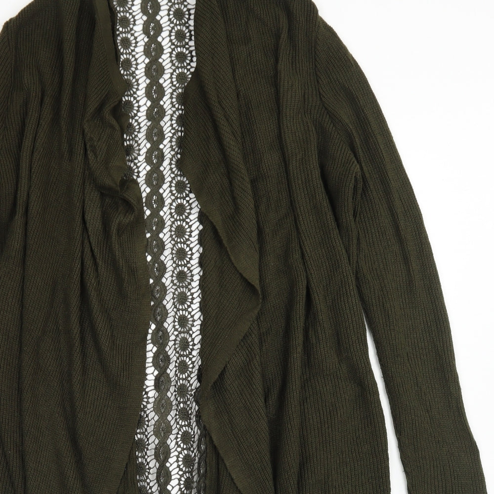 Miss Selfridge Womens Green Round Neck  Acrylic Cardigan Jumper Size S   - Lace back Detail