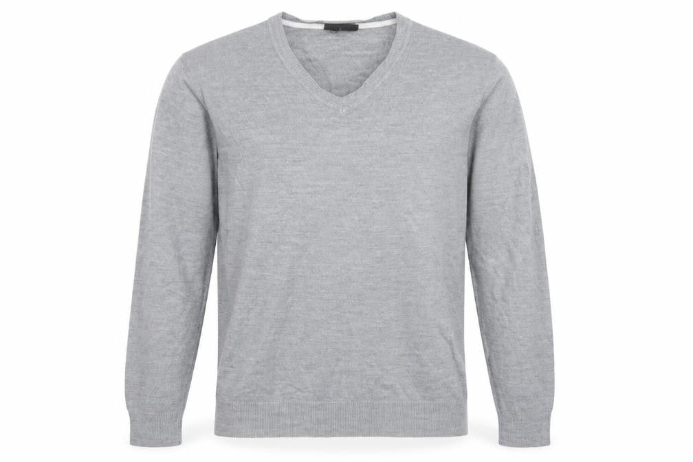 Burton Mens Grey V-Neck  Acrylic Pullover Jumper Size L
