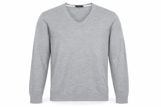 Burton Mens Grey V-Neck  Acrylic Pullover Jumper Size L