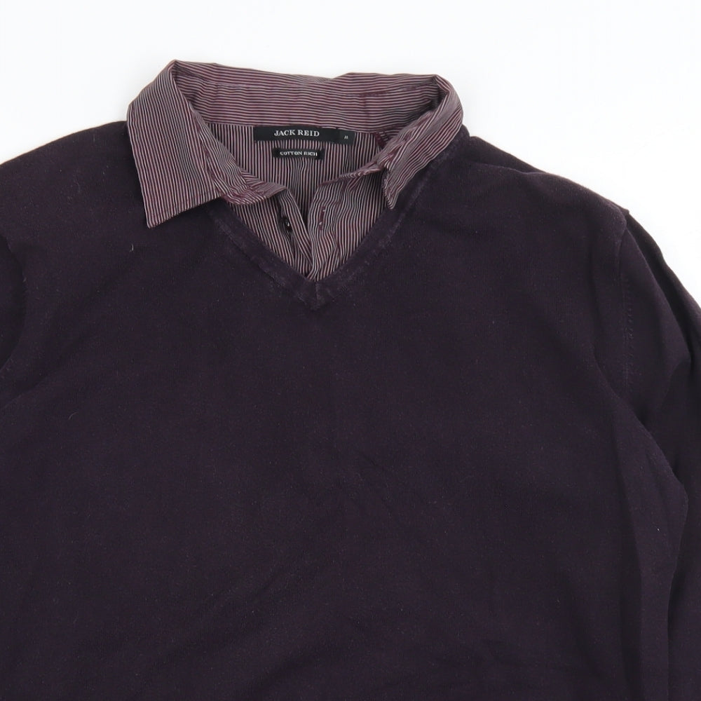 Jack Reid Womens Purple Collared  Cotton Pullover Jumper Size M