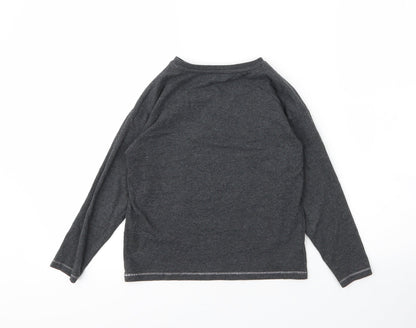 Preloved M&S Girls Grey  Cotton Basic T-Shirt Size 7 Years Round Neck - Back