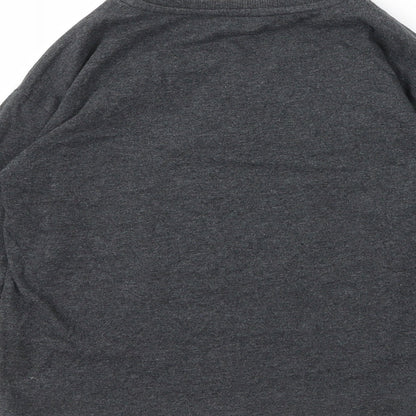 Preloved M&S Girls Grey  Cotton Basic T-Shirt Size 7 Years Round Neck - Label