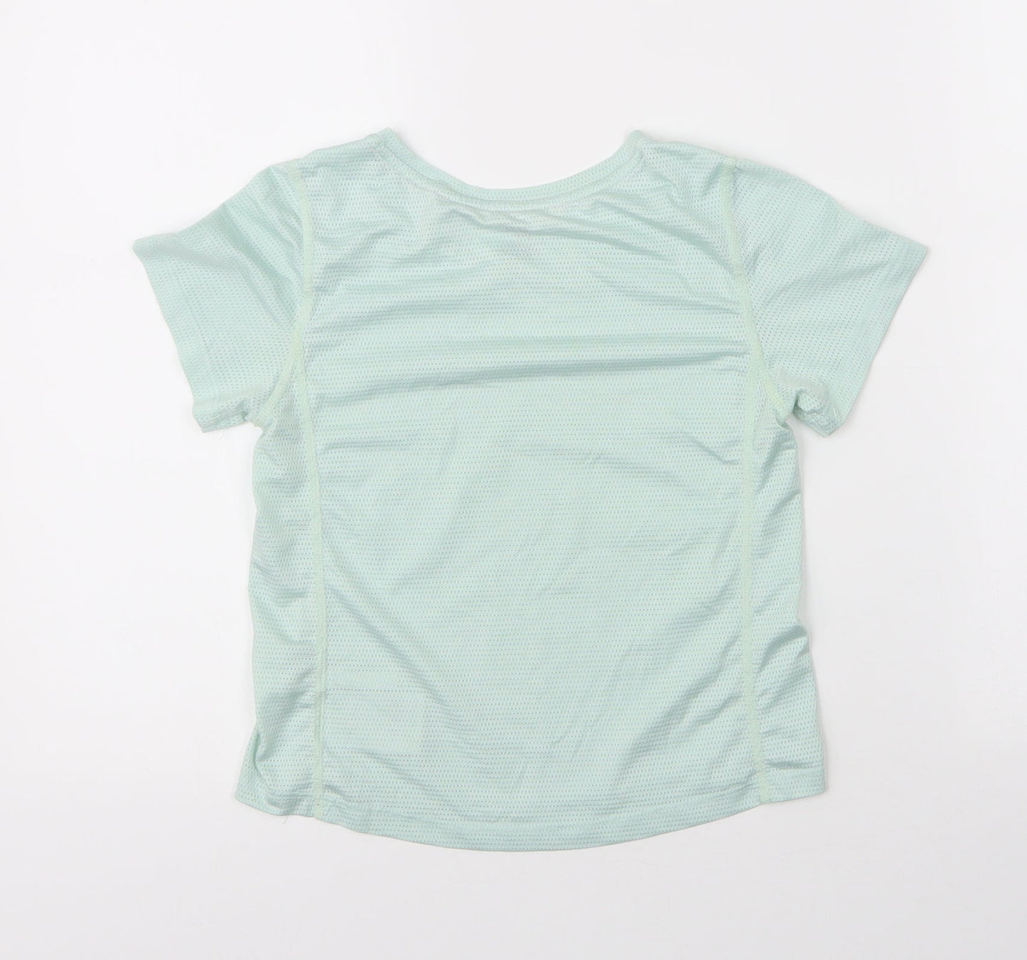H&M Girls Green  Polyester Basic T-Shirt Size 6 Years Round Neck