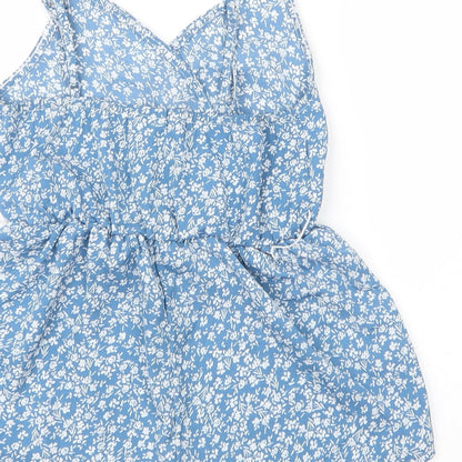 SHEIN Girls Blue Floral Polyester Romper One-Piece Size 8 Years