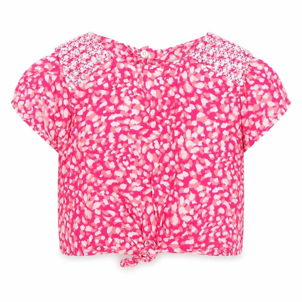 Minoti Girls Pink  Viscose Cropped Blouse Size 11 Years Round Neck