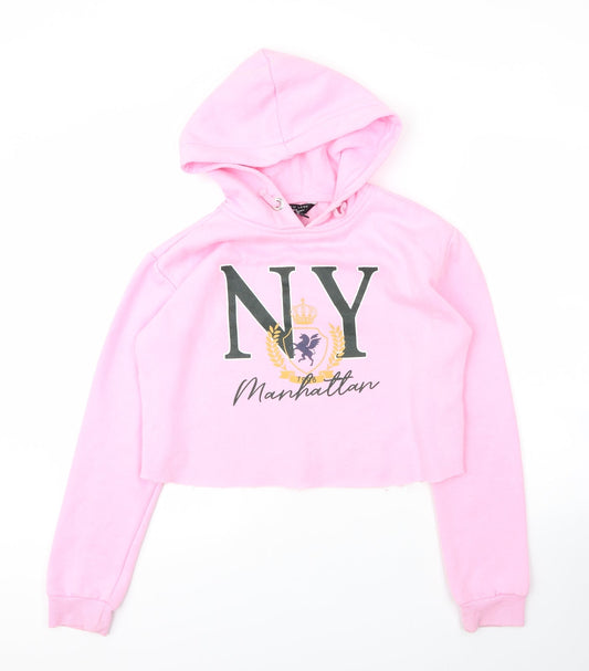 New Look Girls Pink  Cotton Pullover Hoodie Size 14 Years