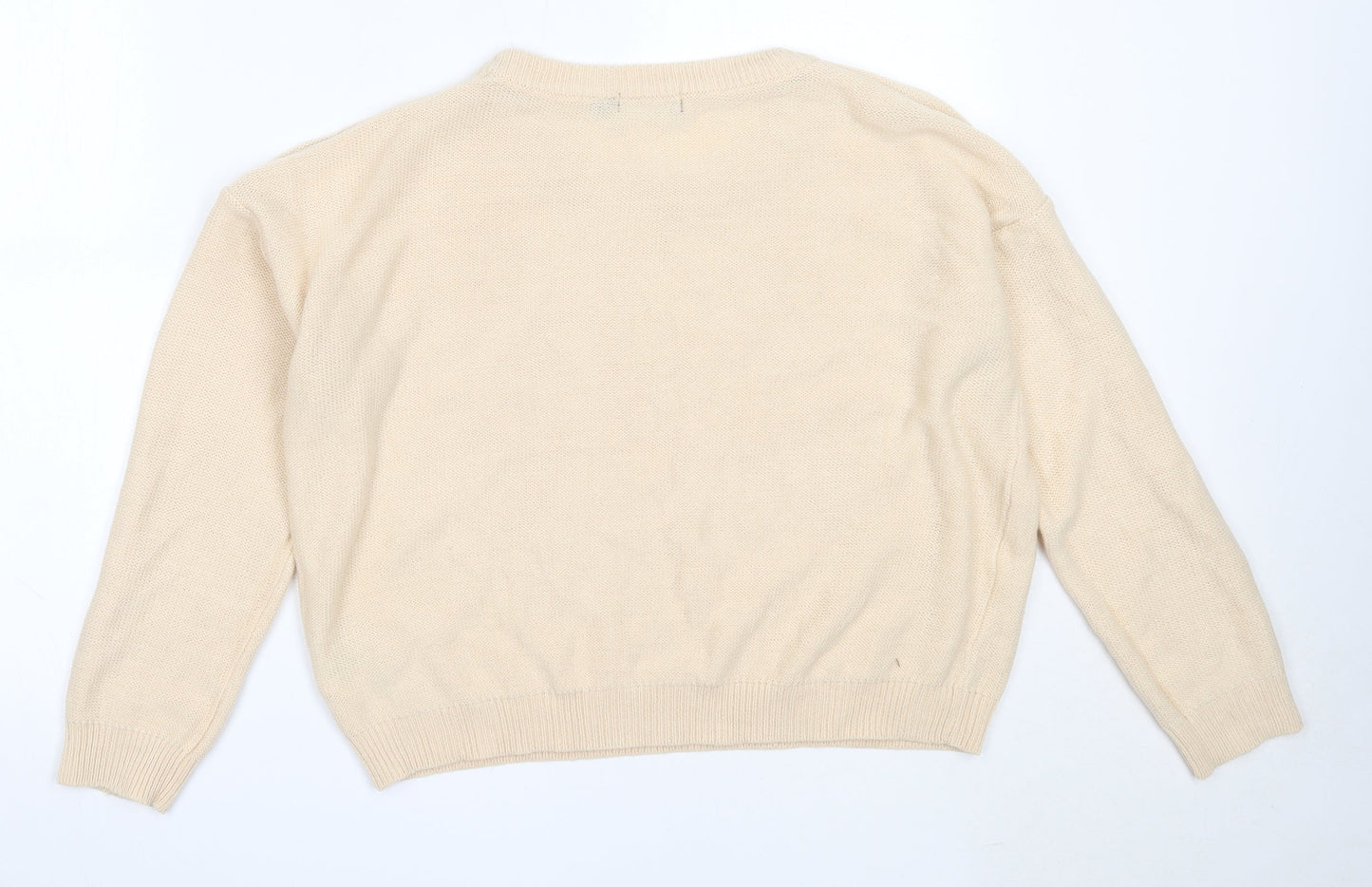 Brave Soul Womens Beige Round Neck  Acrylic Pullover Jumper Size L