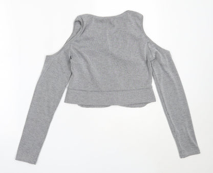 Miss Selfridge Womens Grey Round Neck  Polyester Pullover Jumper Size 14