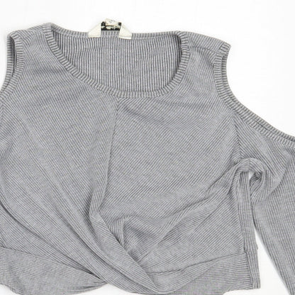 Miss Selfridge Womens Grey Round Neck  Polyester Pullover Jumper Size 14
