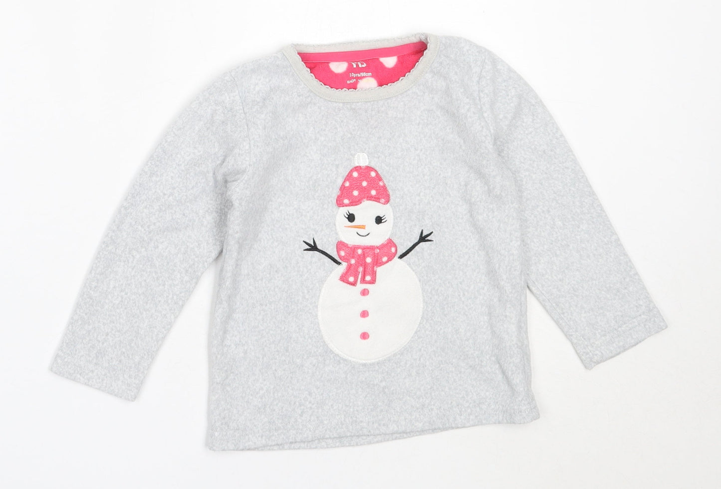 Young Dimension Girls Grey Solid Polyester Top Pyjama Top Size 2-3 Years