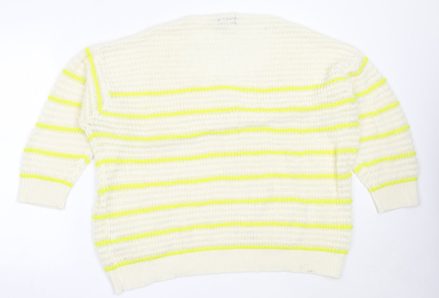 Originals Womens Ivory Round Neck Striped Acrylic Pullover Jumper Size XL