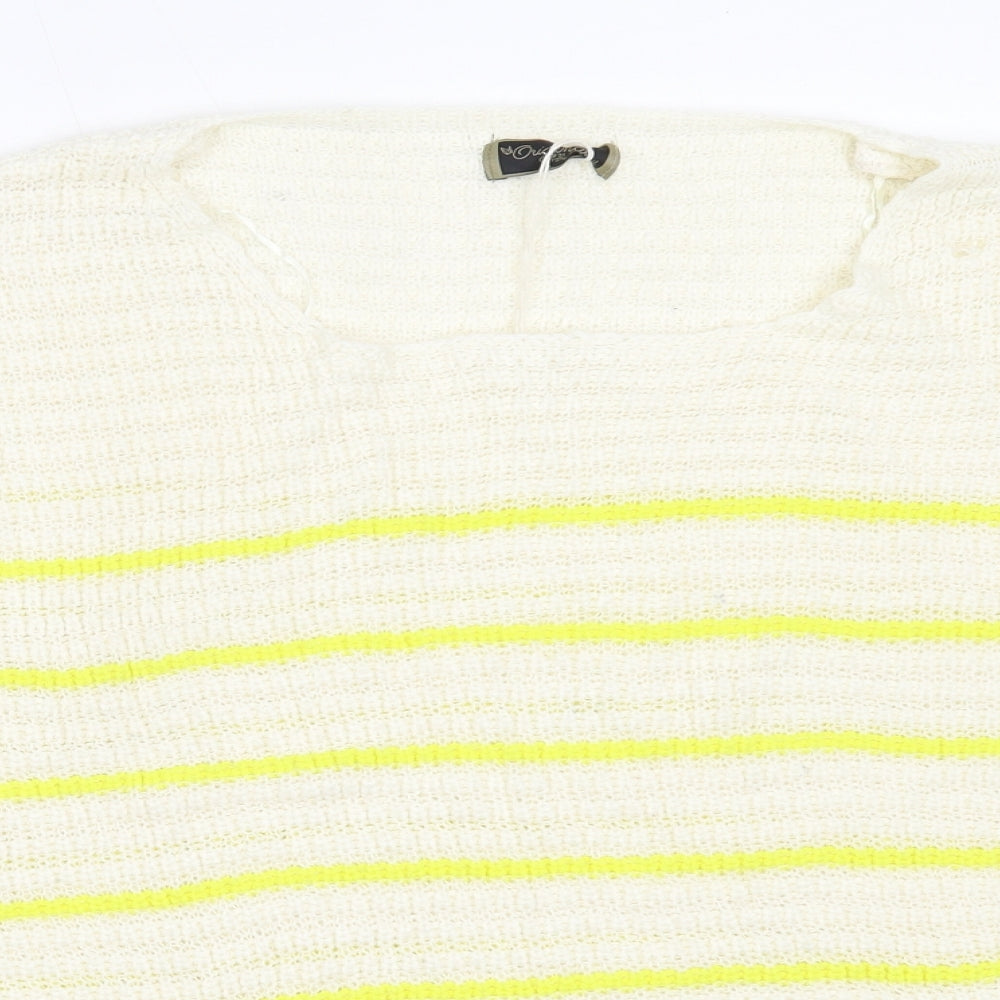 Originals Womens Ivory Round Neck Striped Acrylic Pullover Jumper Size XL