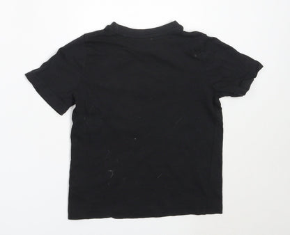 Tu Boys Black  Cotton Basic T-Shirt Size 4 Years Round Neck