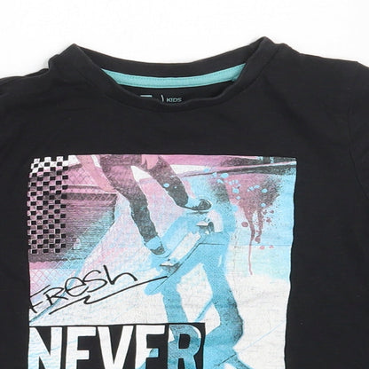 Tu Boys Black  Cotton Basic T-Shirt Size 4 Years Round Neck