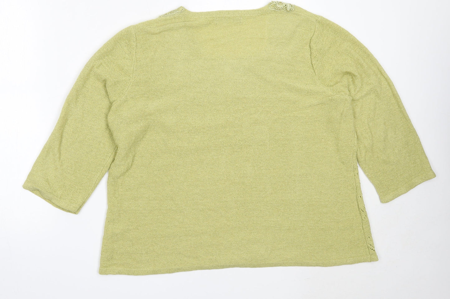 Bonmarché Womens Green Square Neck  Acrylic Pullover Jumper Size L