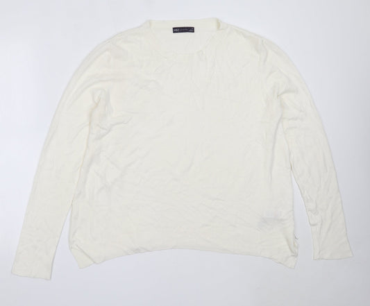 Marks and Spencer Womens Ivory Round Neck  Acrylic Pullover Jumper Size 16