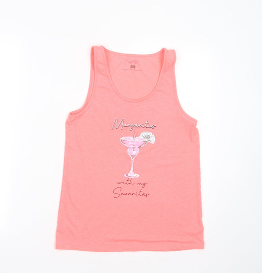 F&F Womens Pink Solid Polyester Top Pyjama Top Size 8   - Margaritas