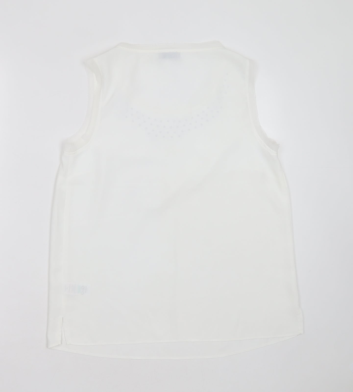 Soon Womens White  Polyester Basic Blouse Size 10 Round Neck - studded