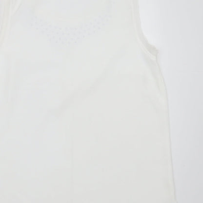 Soon Womens White  Polyester Basic Blouse Size 10 Round Neck - studded