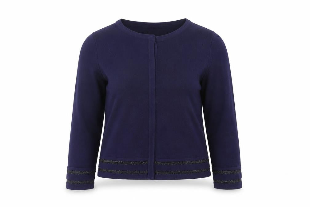 Papaya Womens Blue Round Neck Striped Viscose Cardigan Jumper Size 10