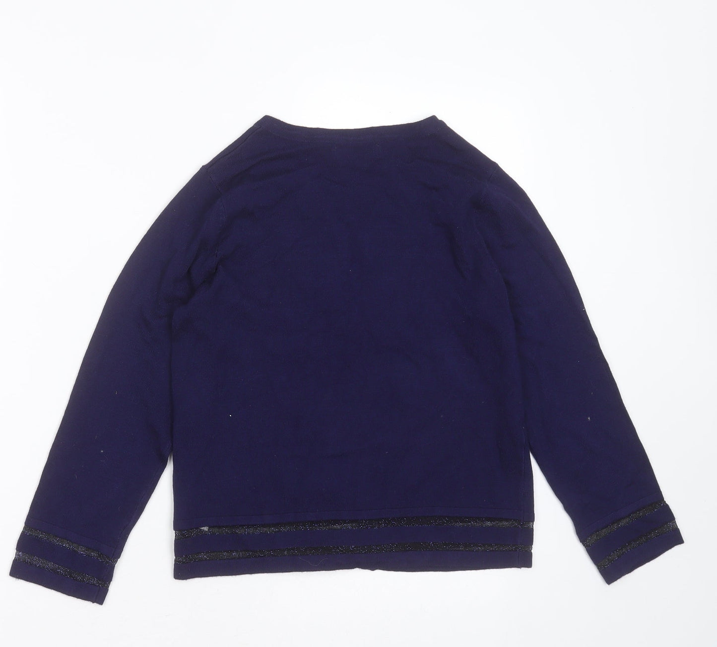 Papaya Womens Blue Round Neck Striped Viscose Cardigan Jumper Size 10