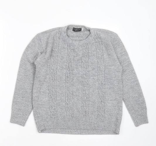Choice Collection Womens Grey Round Neck Striped Acrylic Pullover Jumper Size S