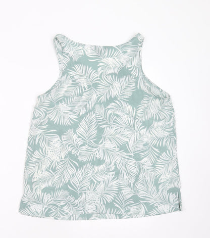 Preloved Primark Womens Green Floral Polyester Basic Blouse Size 12 Round Neck - leaf print - Back
