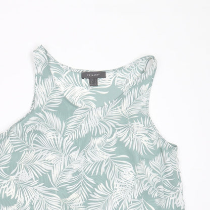Preloved Primark Womens Green Floral Polyester Basic Blouse Size 12 Round Neck - leaf print - Detail