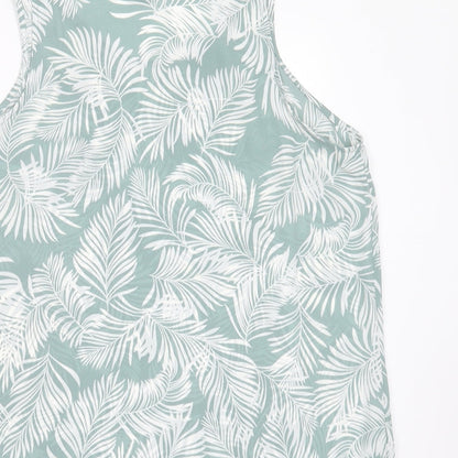 Preloved Primark Womens Green Floral Polyester Basic Blouse Size 12 Round Neck - leaf print - Label