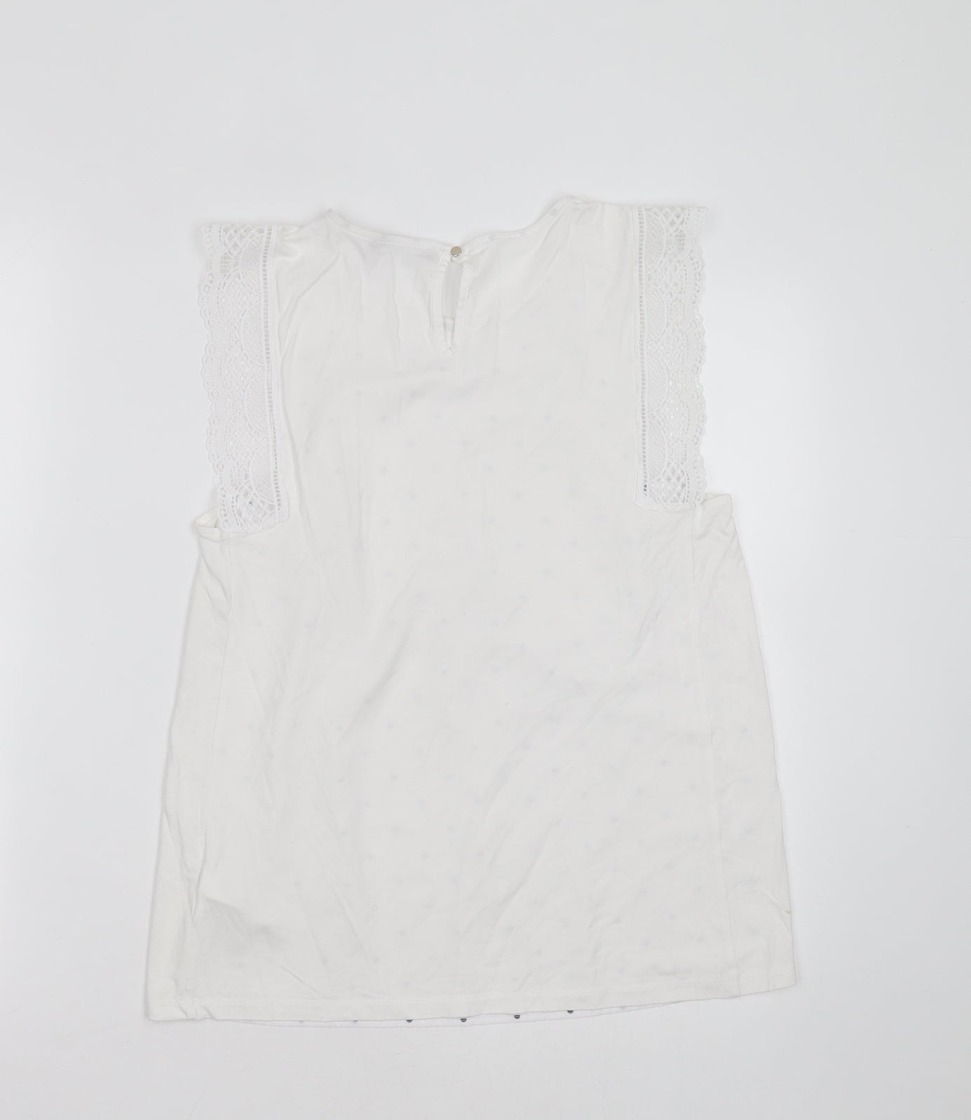 Marks and Spencer Womens White Polka Dot Viscose Basic Blouse Size 10 Round Neck
