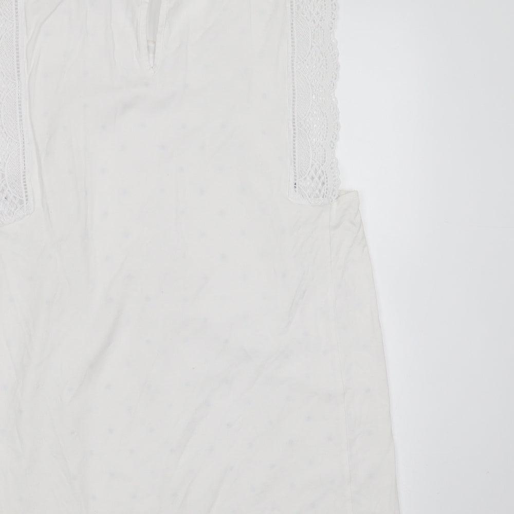 Marks and Spencer Womens White Polka Dot Viscose Basic Blouse Size 10 Round Neck