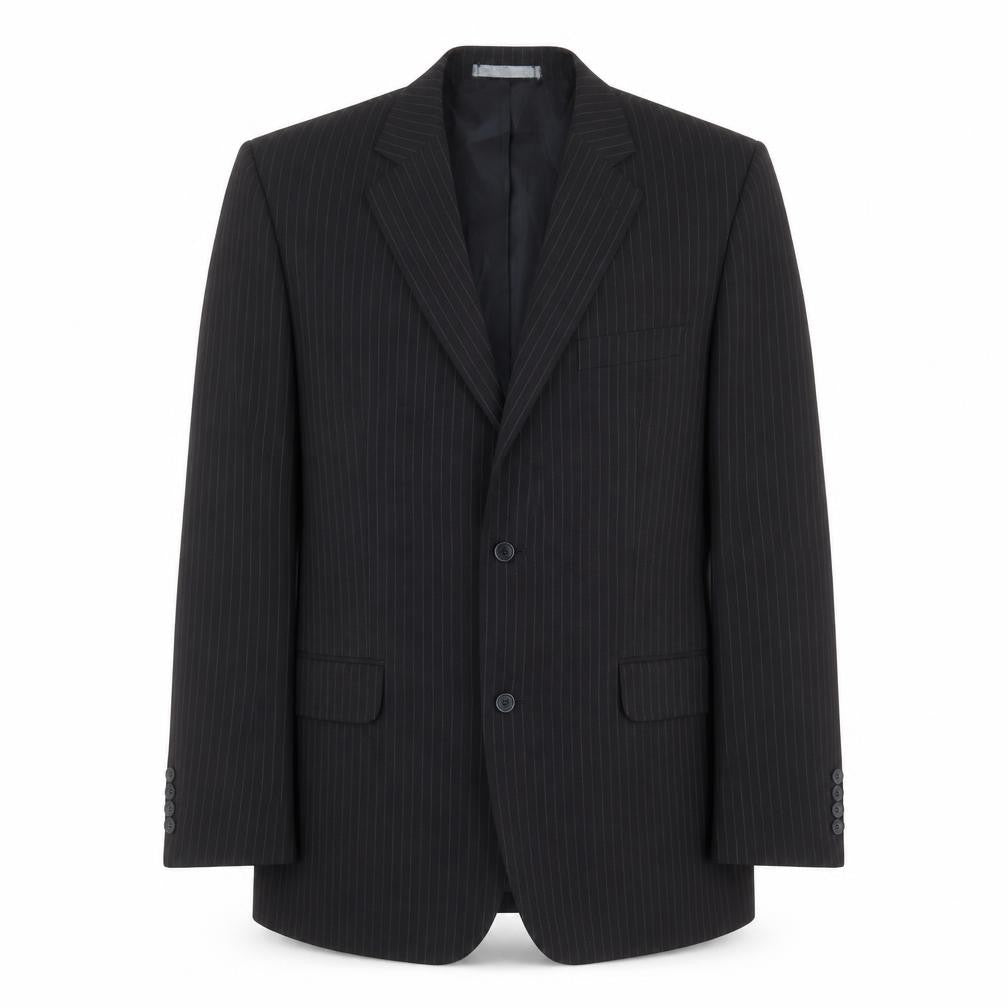 Taylor & Wright Mens Black Striped Polyester Jacket Suit Jacket Size 42