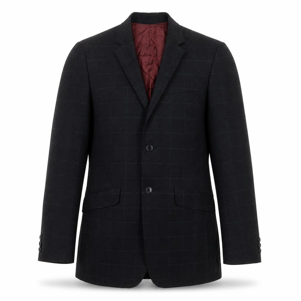 Burton Mens Grey Check Polyester Jacket Suit Jacket Size 38