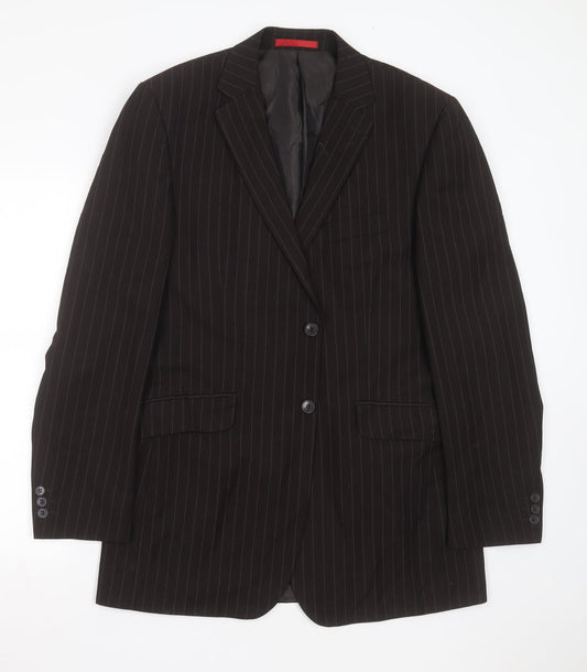 Burton Mens Brown Striped Polyester Jacket Suit Jacket Size 42