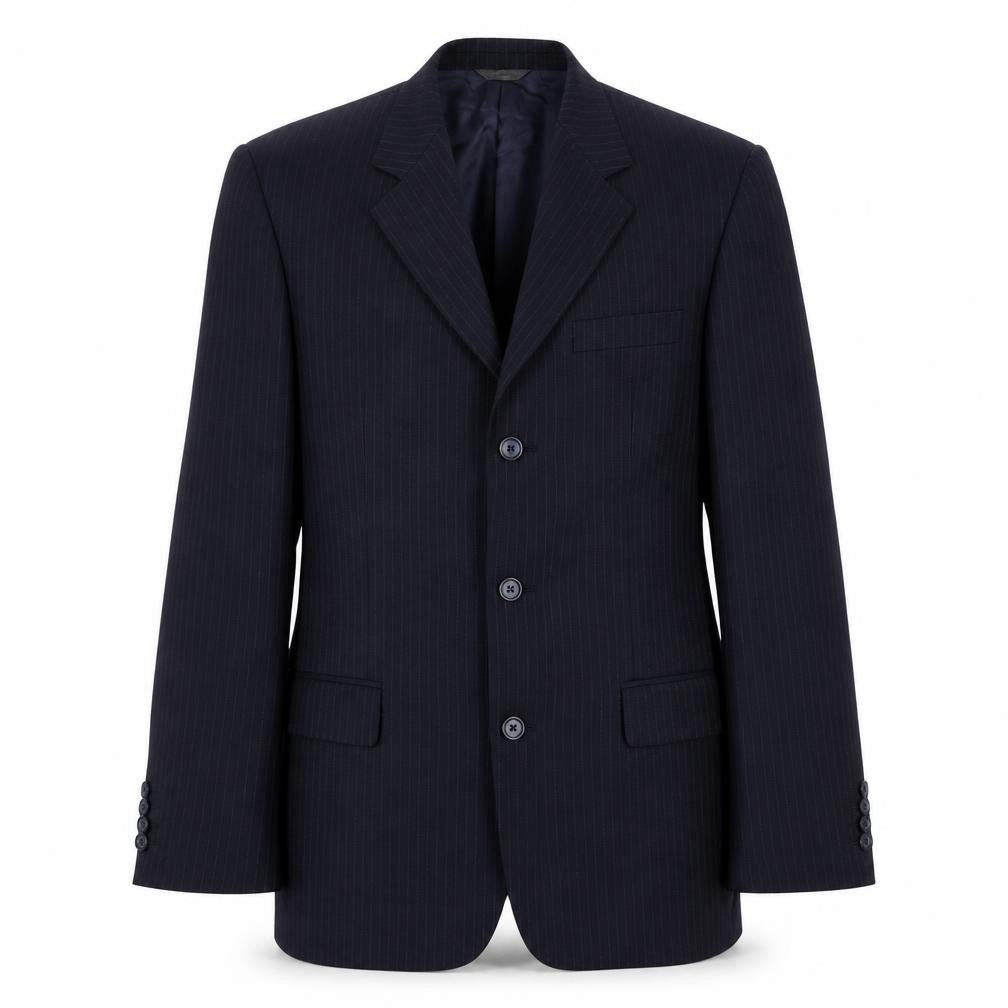 aledoa Mens Blue Striped Wool Jacket Suit Jacket Size 38