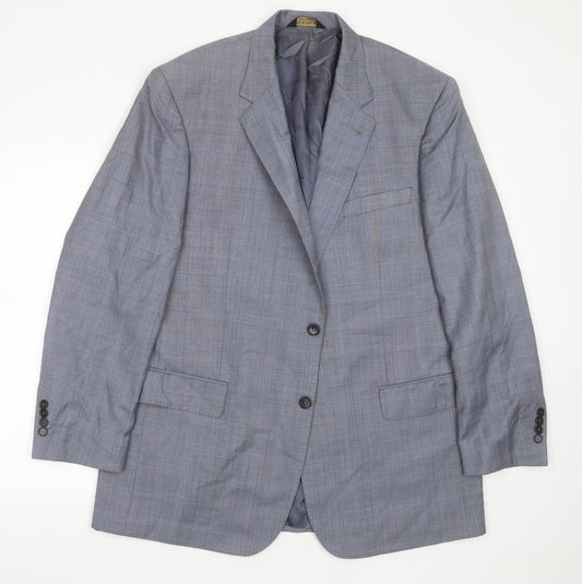 Jos. A. Bank Mens Blue Check Wool Jacket Suit Jacket Size 46