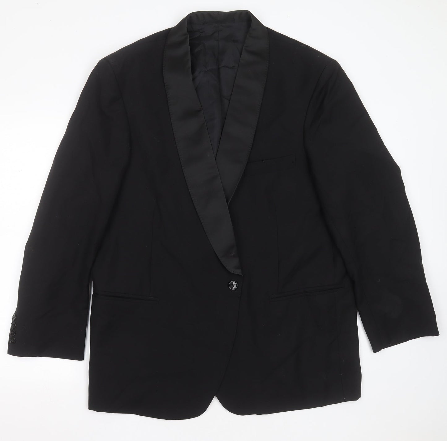 Preworn Mens Black  Polyester Jacket Suit Jacket Size 46
