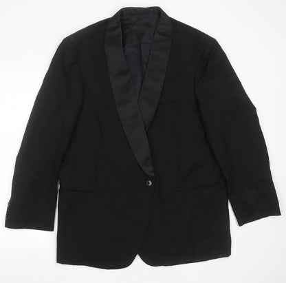 Preloved Preworn Mens Black  Polyester Jacket Suit Jacket Size 46 - Front