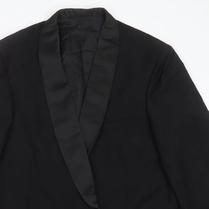 Preloved Preworn Mens Black  Polyester Jacket Suit Jacket Size 46 - Detail