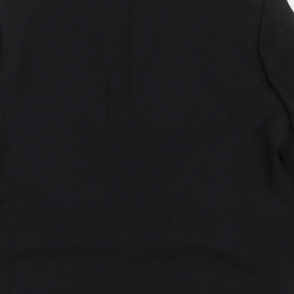 Preworn Mens Black  Polyester Jacket Suit Jacket Size 46