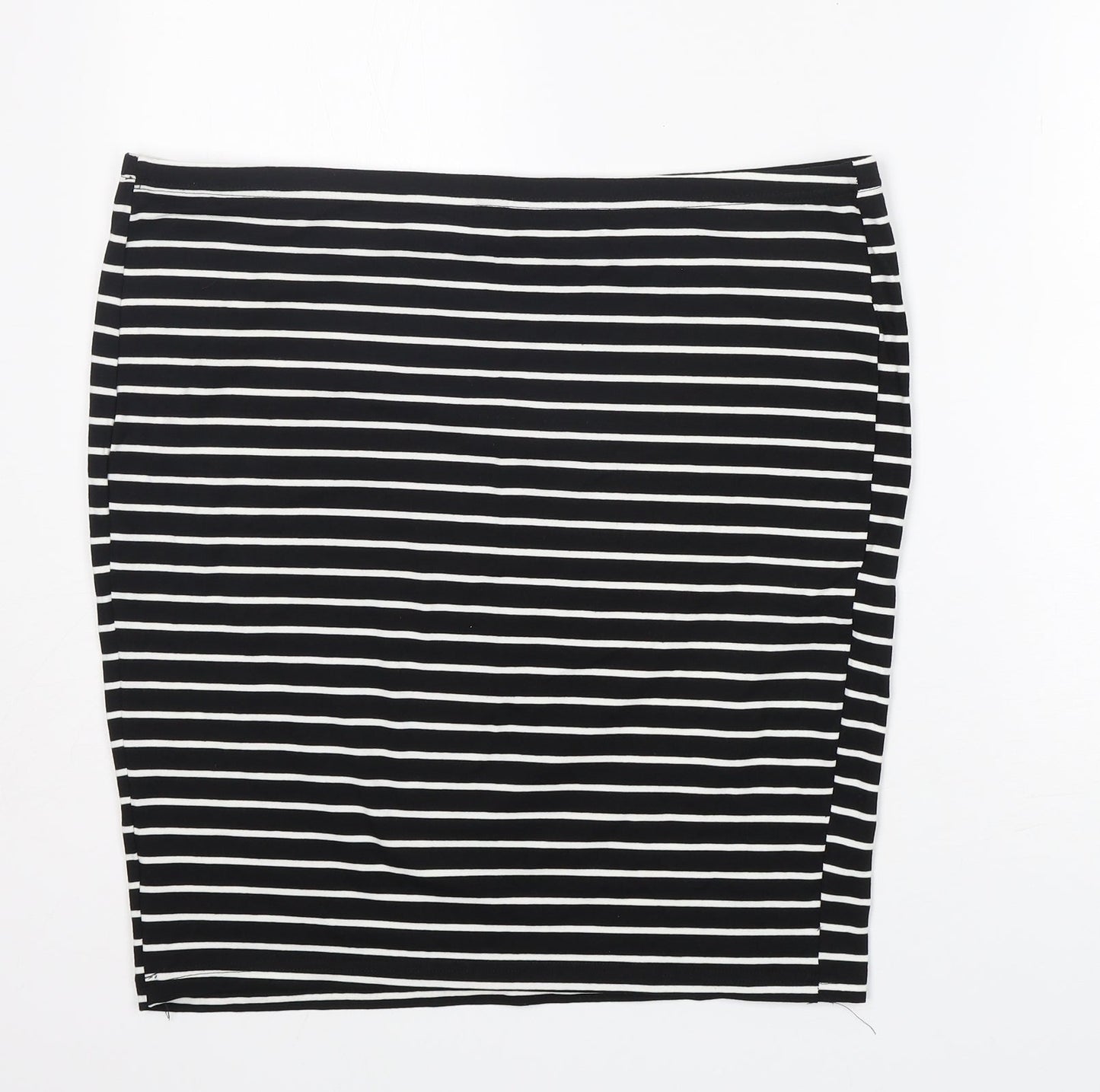 Preworn Womens Black Striped Cotton Straight & Pencil Skirt Size XL