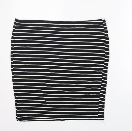 Preworn Womens Black Striped Cotton Straight & Pencil Skirt Size XL