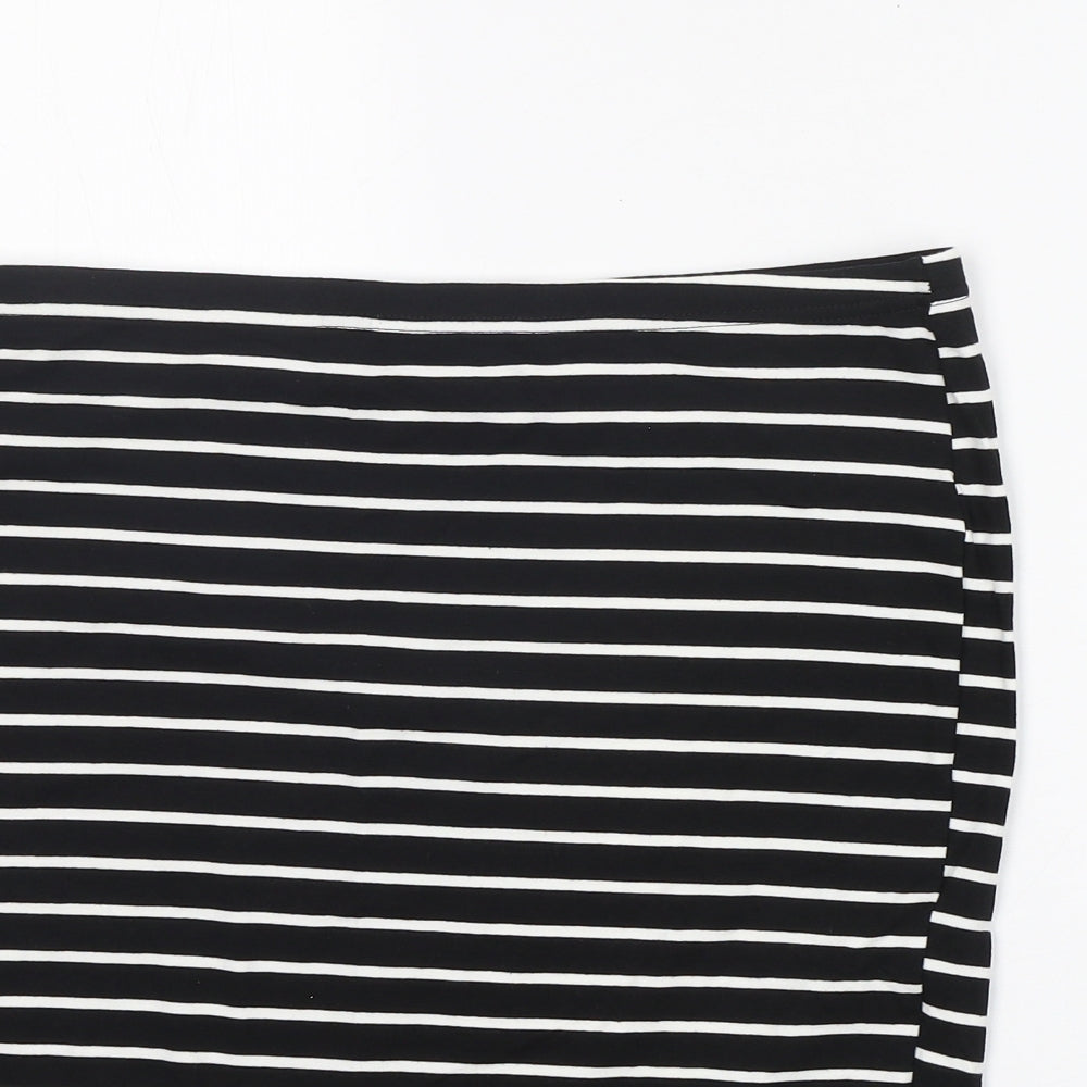 Preworn Womens Black Striped Cotton Straight & Pencil Skirt Size XL