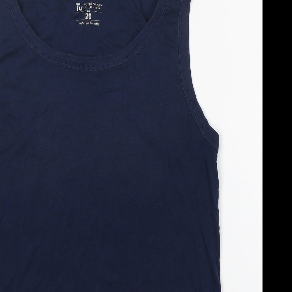 TU Mens Blue  100% Cotton Basic Tank Size 20 Round Neck