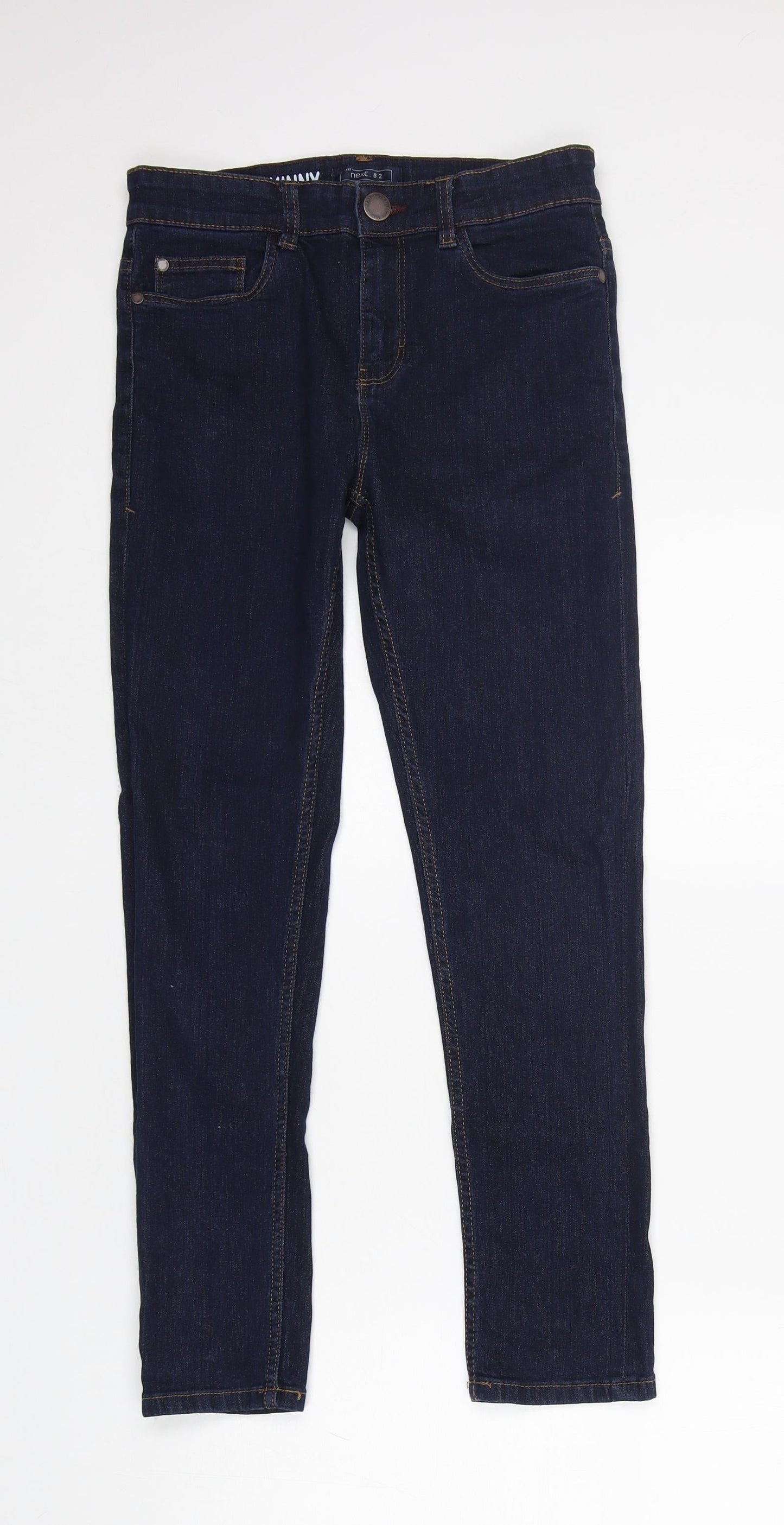 NEXT Girls Blue  Cotton Skinny Jeans Size 12 Years  Slim Zip