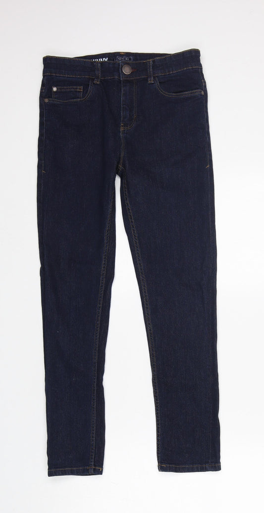 NEXT Girls Blue  Cotton Skinny Jeans Size 12 Years  Slim Zip