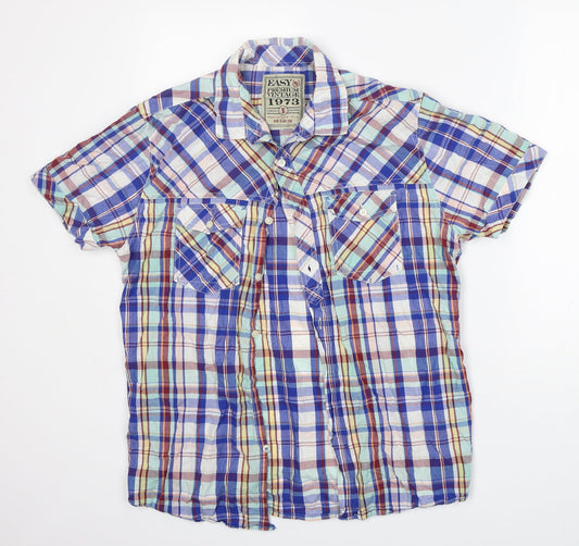 Easy Mens Multicoloured Check Cotton  Button-Up Size M Collared Button - Soft