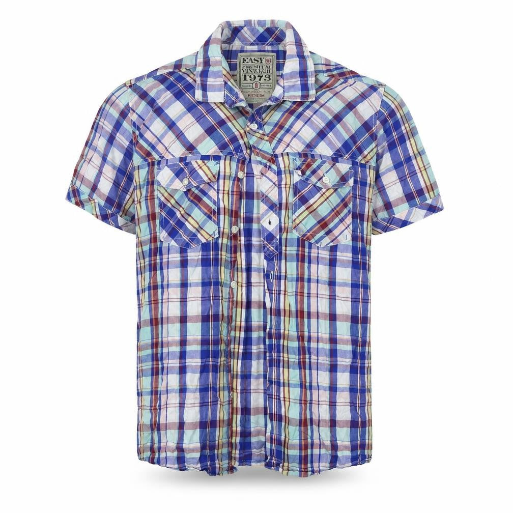 Easy Mens Multicoloured Check Cotton  Button-Up Size M Collared Button - Soft