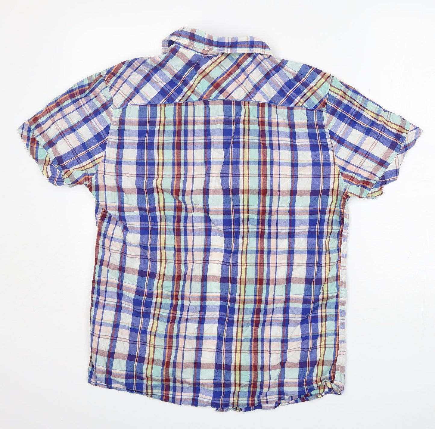Easy Mens Multicoloured Check Cotton  Button-Up Size M Collared Button - Soft