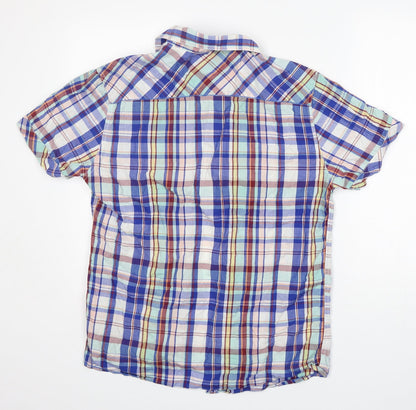 Easy Mens Multicoloured Check Cotton  Button-Up Size M Collared Button - Soft